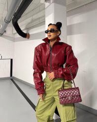 LA MILLA KURTKA BOMBER ECO SKÓRA AGNES BORDO/CZERWIEŃ