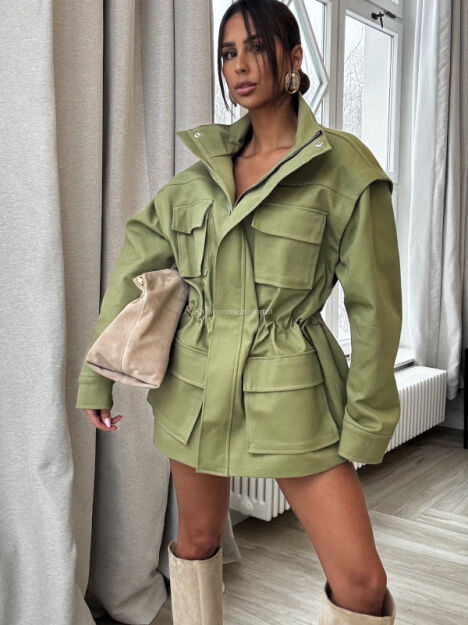 EMO KURTKA-KAMIZELKA JEANSOWA 2w1 OLIWKA