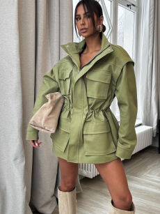 EMO KURTKA-KAMIZELKA JEANSOWA 2w1 OLIWKA