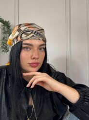 CHUSTA APASZKA Z JEDWABIEM PASKI MULTICOLOR