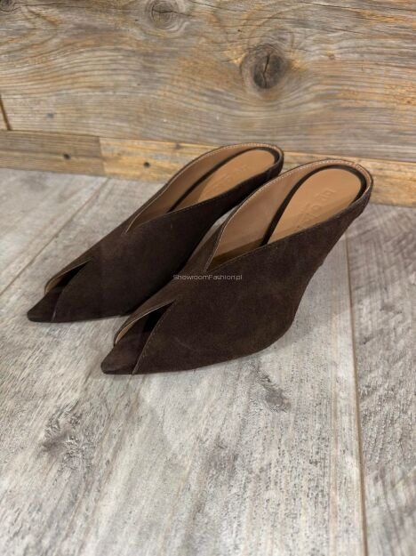 BY O LA LA...! BUTY KLAPKI OPEN TOE CZEKOLADA