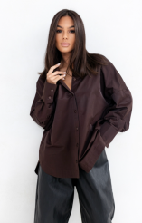 SEMPRE KOSZULA Z ROZCIĘCIEM Z TYŁU VIVIEN CZEKOLADA