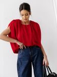 BY O LA LA! MARSZCZONA BLUZKA SATYNOWA CZERWONA - 3