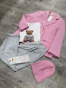 BY O LA LA! SPODNIE LOGO NA GUMIE SZARE (GREY MELANGE)