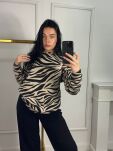 LA MILLA DŁUGA OVERSIZOWA BLUZA ZEBRA BEŻ/CZERŃ - 2