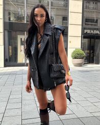 LA MILLA KAMIZELA Z TŁOCZONEJ ECO SKÓRY CZARNA