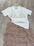 BY O LA LA! BLUZKA T-SHIRT Z HAFTEM BRA OFF WHITE/BEŻ - 3