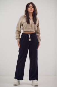 NATURAL SIDE SPODNIE DRESOWE WIDE LEG Z REGULACJĄ NOGAWKI CZARNE