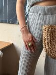 LADY DRAMA ŻAKARDOWE SPODNIE Z BAWEŁNY REGENEROWANEJ SZARE - 4