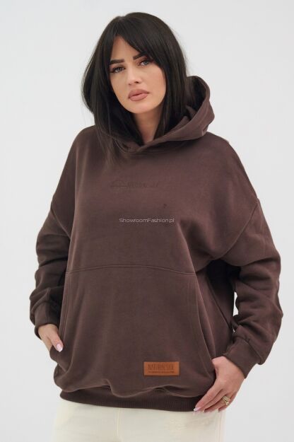 NATURAL SIDE BLUZA KANGURKA Z KAPTUREM BRĄZ