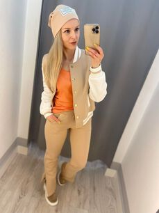 BY O LA LA ! SPODNIE DRESOWE Z ZAMKAMI BEŻ