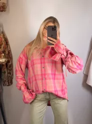 LA MILLA KOSZULA W KRATĘ WIĄZANE RĘKAWY ELEMI ŁOSOŚ/RÓŻ/ZIELEŃ