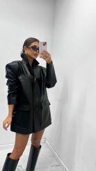 EMO OVERSIZOWA MARYNARKA Z ECO SKÓRY VIRGINIA CZARNA