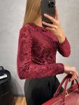 BY SWAN PARIS BLUZKA TRANSPARENTNA BORDO - 4