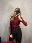 BY SWAN PARIS BLUZKA TRANSPARENTNA BORDO - 3