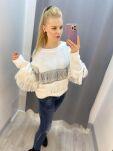 BY O LA LA...! SWETER BOHO Z FRĘDZLAMI BIAŁY/SZARY - 3