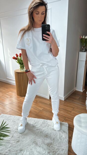 BY O LA LA...! DRESOWE SPODNIE Z GUZIKAMI BIAŁE