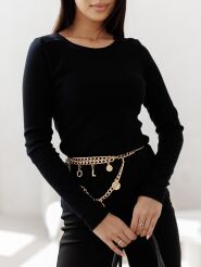 BY O LA LA! PRĄŻKOWANA BLUZKA BASIC CLASSIC CZARNA