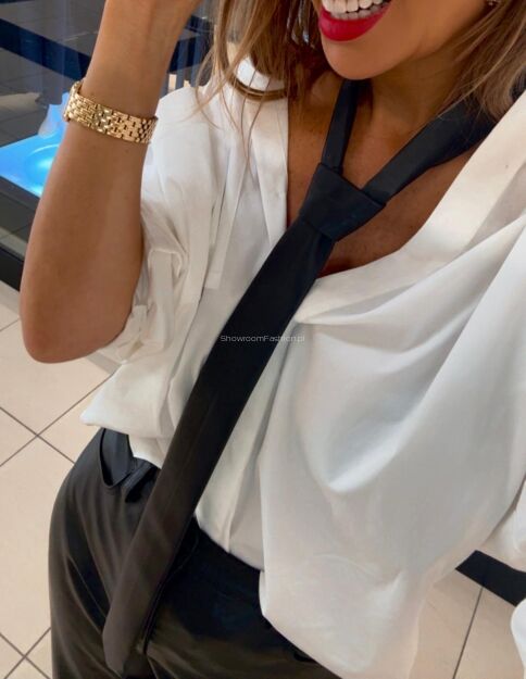 EMO KRAWAT Z ECO SKÓRY CZARNY