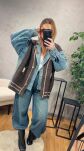 DŁUGA KURTKA HYBRYDOWA DENIM KNIT BRĄZ/NIEBIESKA - 6