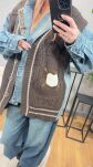 DŁUGA KURTKA HYBRYDOWA DENIM KNIT BRĄZ/NIEBIESKA - 7