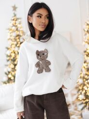 BY O LA LA!  BLUZA Z KAPTUREM MIŚ ŚMIETANA