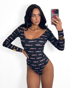 LA MILLA BODY Z LOGO CZERŃ/RÓŻ