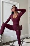 LA MILLA LEGGINSY KLASYCZNE PRĄŻEK BORDO - 2