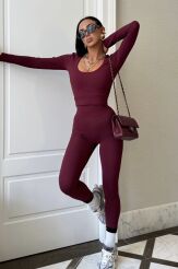 LA MILLA LEGGINSY KLASYCZNE PRĄŻEK BORDO