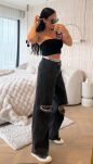 LA MILLA SPODNIE JEANSY WIDE LEG Z ROZCIĘCIAMI SZARE - 2