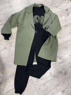 BY O LA LA! PŁASZCZ DRESOWY AUTUMN VIBES MATCHA
