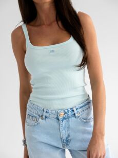 BY O LA LA...! PRĄŻKOWANA BLUZKA TOP ABIAH BLUE MINT