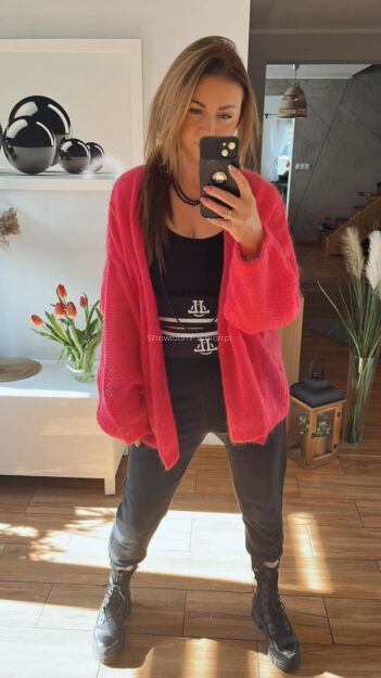 BY O LA LA...! CIENKI SWETER SUPER KID MOHER FUKSJA