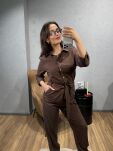 LADY DRAMA KOMBINEZON Z PASKIEM CZEKOLADA - 5