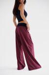 BY O LA LA...! SPODNIE WIDE LEG NA GRUBEJ GUMIE MERLOT (BORDO) - 4