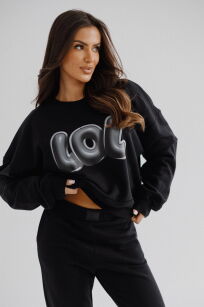 BY O LA LA! DRESOWA BLUZA OVERSIZE LOL CZERŃ/SZAROŚĆ