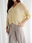 BY O LA LA...! SWETER V-NECK RĘKAWY 3/4 ŻÓŁTY (SUNSHINE) - 2