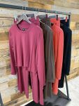 BY O LA LA...! KOMPLET BLUZA + SPODNIE WIDE LEG ALICE MERLOT (BORDO) - 3