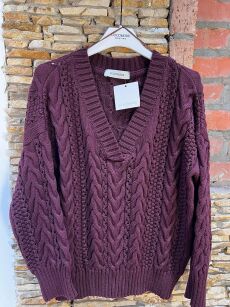 COCOMORE SWETER V-NECK WARKOCZ ŚLIWKA