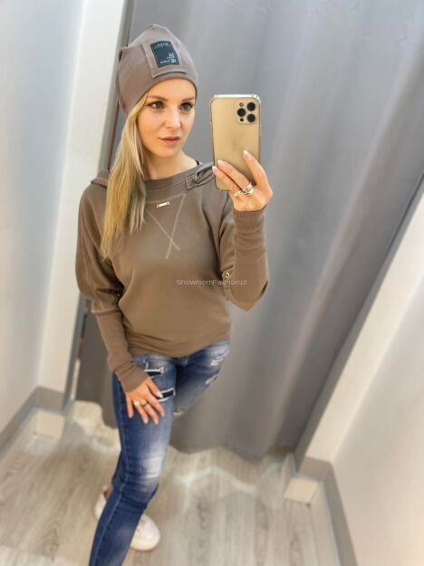 BY O LA LA! DRESOWA BLUZA Z ODPINANYM KAPTUREM ZIEMISTA