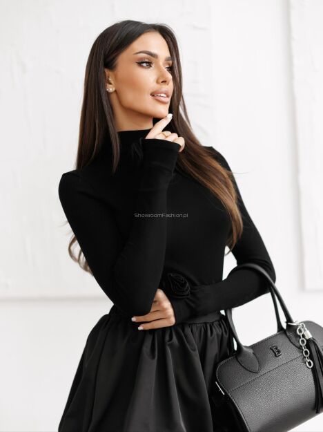 BY O LA LA! PRĄŻKOWANY GOLF ROSES CZARNY