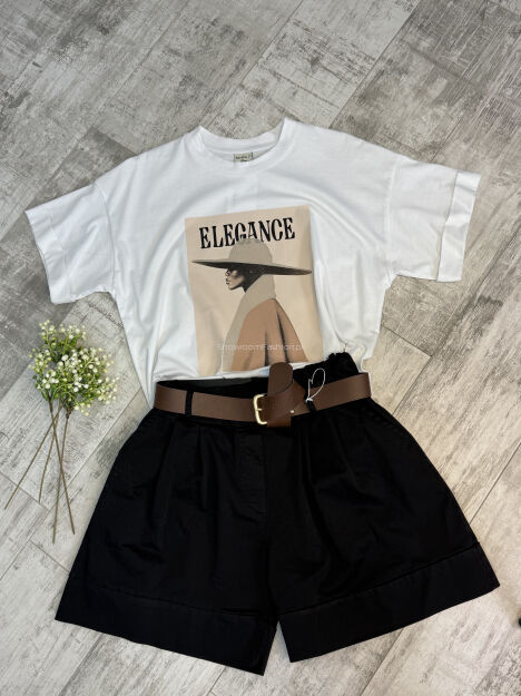 LIVAN'S SPODENKI SZORTY OLD MONEY Z PASKIEM CZARNE