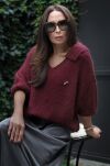 MINOUU SWETER POLO KID MOHER WINO (CIEMNY BORDO) - 3