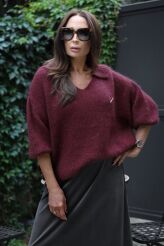 MINOUU SWETER POLO KID MOHER WINO (CIEMNY BORDO)