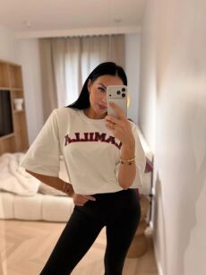 LA MILLA BLUZKA T-SHIRT OVERSIZE Z LOGO BIEL/CZERŃ/CZERWIEŃ