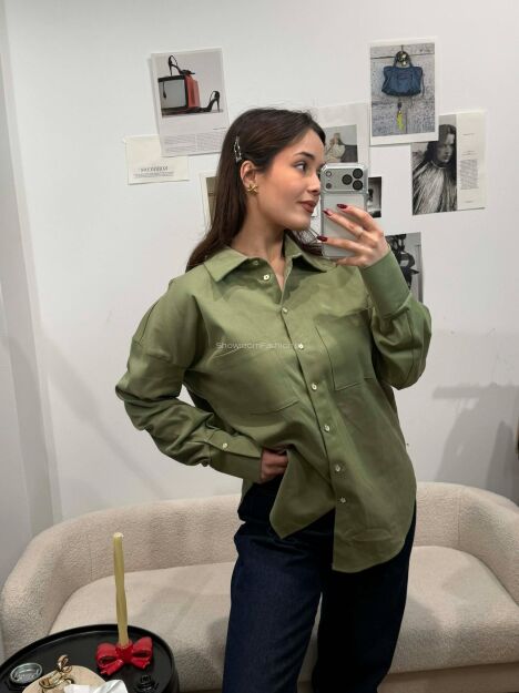 LA MILLA OVERSIZOWA KOSZULA MINIMALIST ZIELONA