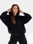 BY O LA LA! OVERSIZOWA BLUZA KANGURKA Z LOGO CZARNA - 3