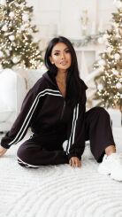 BY O LA LA...! OCIEPLANY KOMPLET BLUZA + SPODNIE LAMPASY CZEKOLADA (CHOCOMUS)