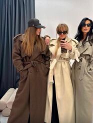 LA MILLA DŁUGI WEŁNIANY PŁASZCZ Z KLAPAMI JASNY BEŻ