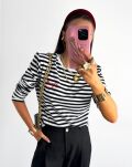 LA MILLA BLUZKA BASIC W PASKI PARIS BIEL/CZERŃ - 2
